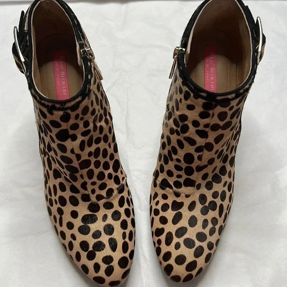 Isaac Mizrahi New York leather leopard print ankle wedge booties size 8 1/2 - Picture 4 of 11